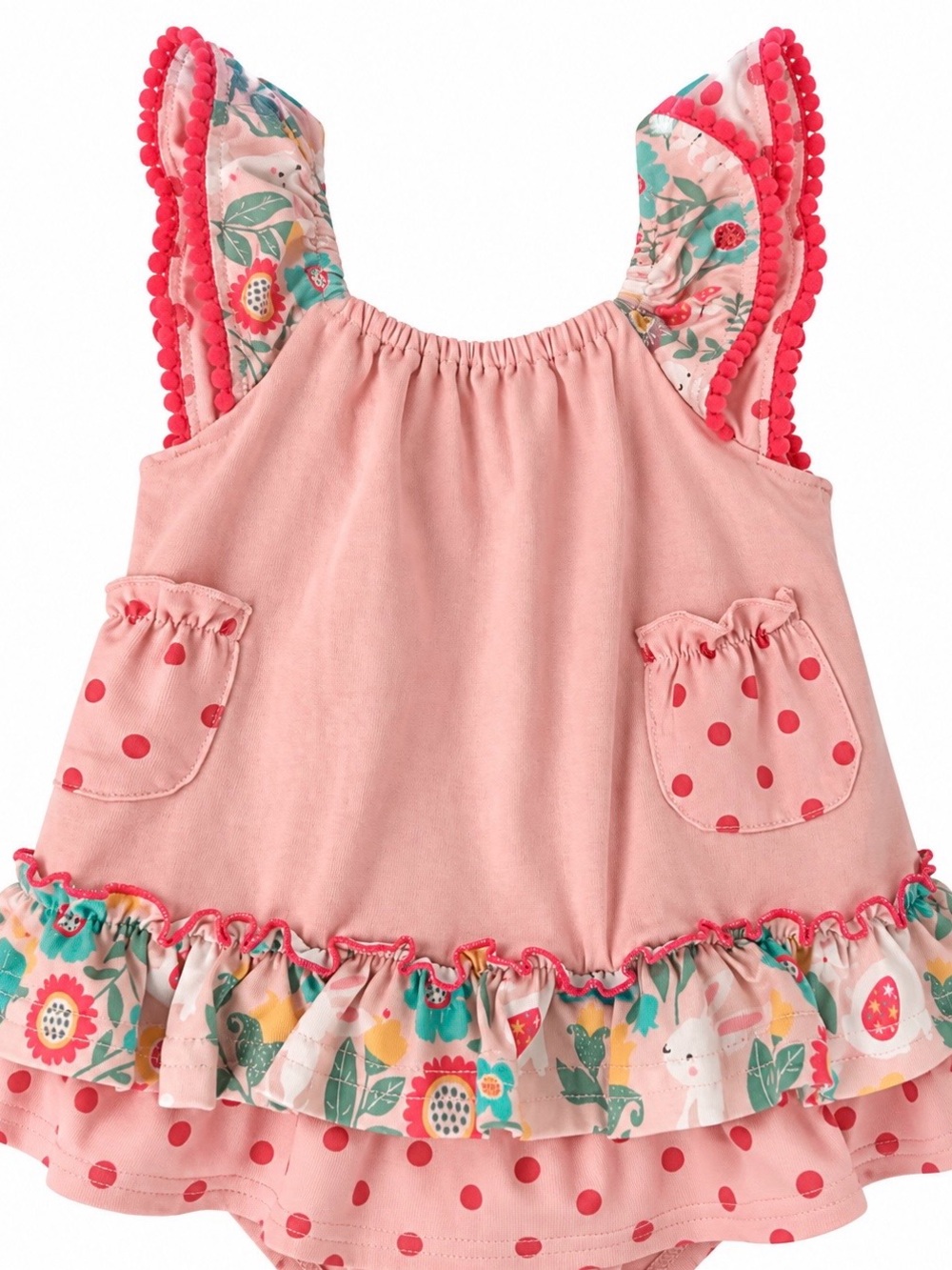 Pink Ruffle Floral Trim Girls' Tank - Marie Nicole